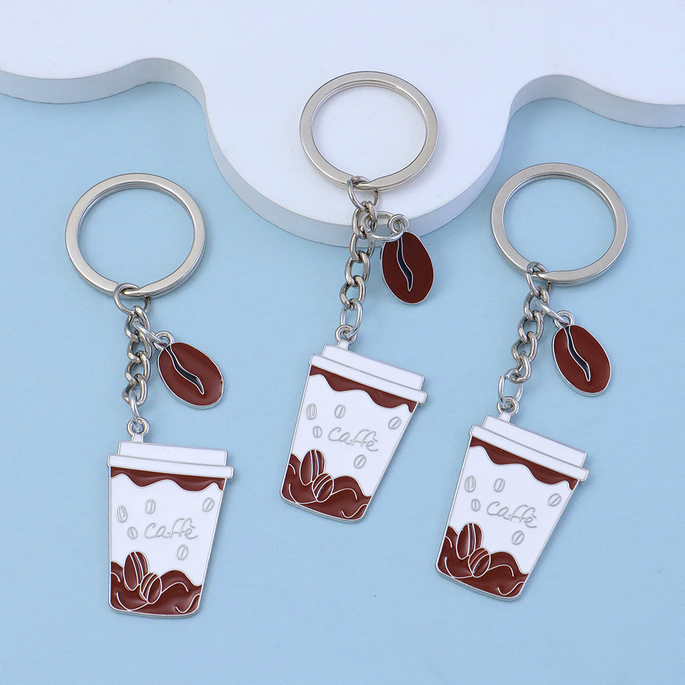 Wholesale 3pcs Coffee cup keychain metal coffee bean pendant alloy bag pendant creative gift